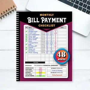 2 Pcs Bill Payment Tracker - Paperback 960 Records for 4 Years, Bank Account Tracking, Debt Payoff Planning & Expense Tracking - Durable Bound Notebook for Monthly Financial Overview & Budgeting daily planner#SummerVibes
