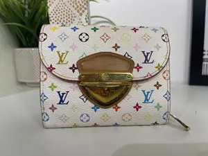 Pre-owned Louis Vuitton wallet Bag Accessories white multicolor Takashi Murakami compact wallet