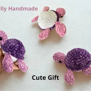 Handmade Crochet Turtle Decor Purple & Pink Cute Home Decoration Gift for Unique Gifts