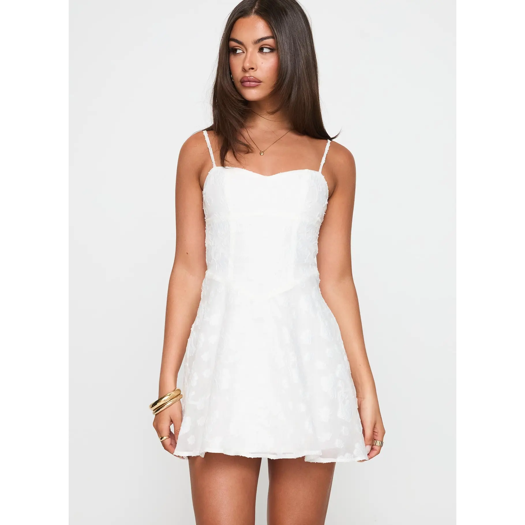silky slip dress Maria Micro Mini Dress in Leite – Mirror Palais main image 0