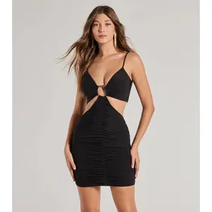 Daring Sleek O-Ring Cutout Bodycon Mini Dress