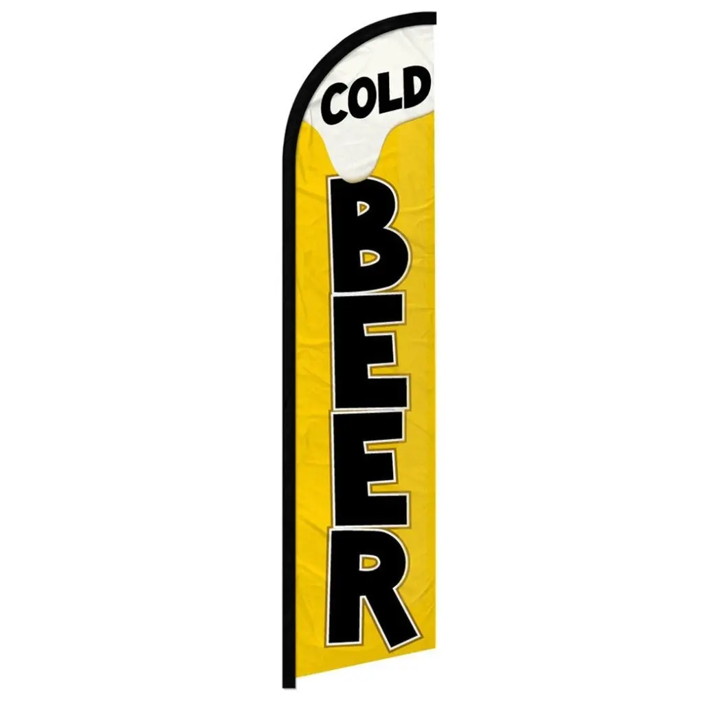 Windproof Cold Beer Banner Flag, Windless Advertising Flags, Festive & Party Supplies Backdrop for Home Decor, Outdoor Party Decoration, Party Background Decoration