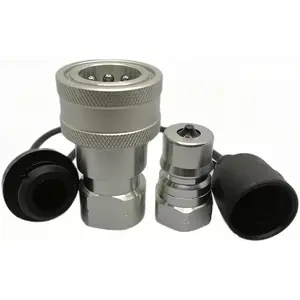 1/4" NPT ISO7241-B Hydraulic Quick Connect & Disconnect Coupler, Quick Release Coupling Set w/Dust Caps H2-63/62