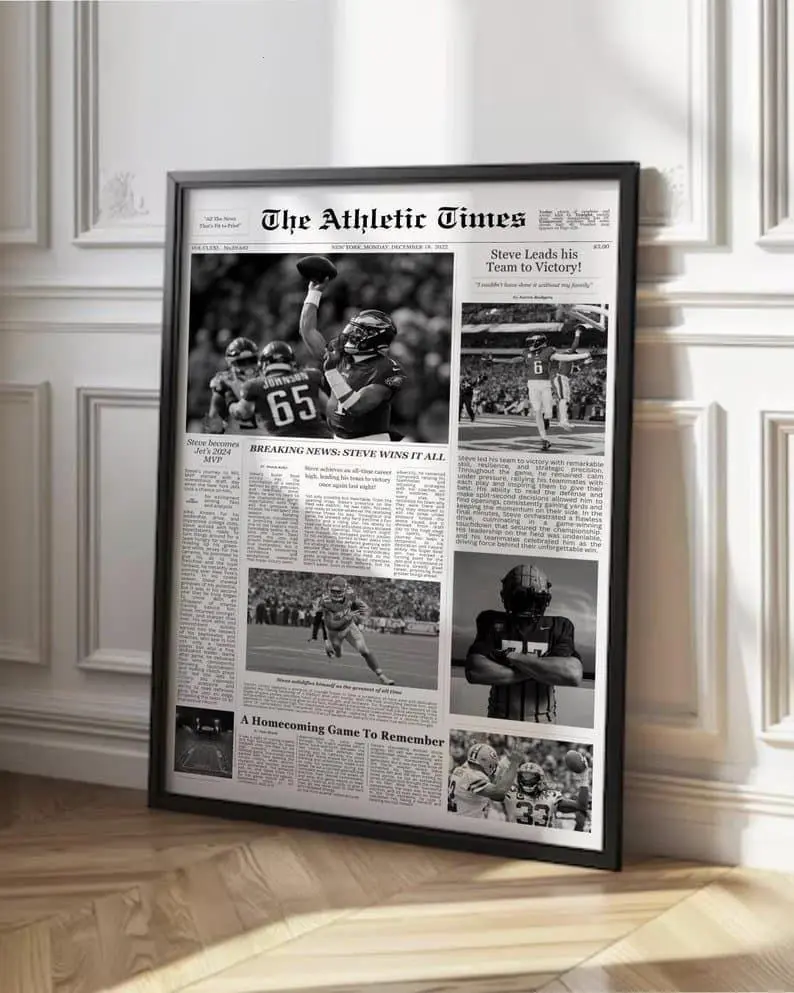 [Unframed] Custom Newspaper Headline Sports Athlete Wall Print Personal Gift For Him