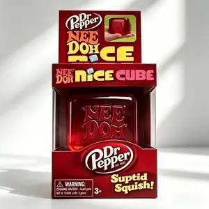 A Taste of Calm, Inspired by Dr Pepper. The 2026 Needoh Nice Cube Water Drop in iconic red is a must-have for collectors and fidget fans alike. Soft, stylish, and endlessly squeezable.