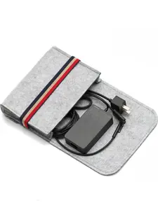 Felt Digital Storage Bag, Durable Pouch, Thick Electronics Organizer, Shockproof Protective Case for Power Adapters, Classic Striped Design