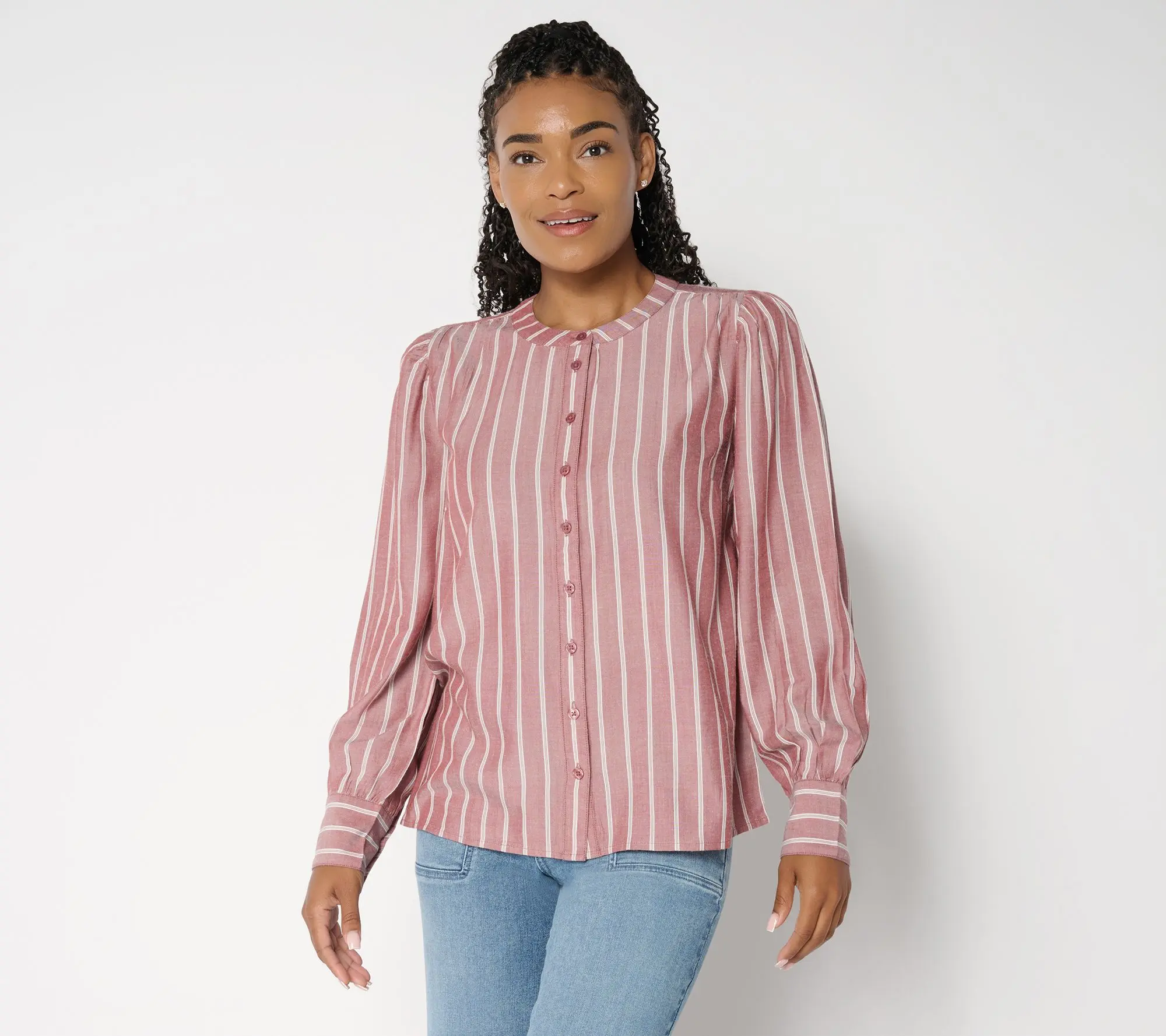 Me by Jennie Garth Madison Yarn Dye Striped Blouse