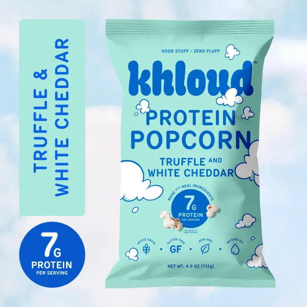 Truffle & White Cheddar Khloud Protein Popcorn by Khloe Kardashian | 7g of Protein Per Serving | No Seed Oils | Gluten-Free | Available in 4pk or 12pk