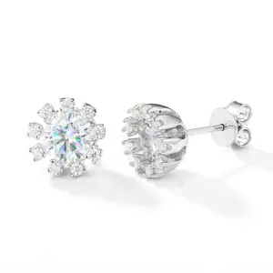 【#E547】Chilled Halo Earring UCCIYO Synthetic Moissanite Earrings For Women 925 Sterling Silver Stud Earring Men Hip Hop Jewelry Couple Gift