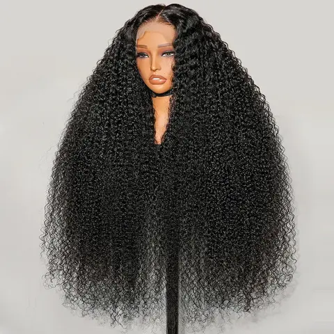 MYLOCKME Hair 13X6 Transparent Lace Front Human Hair Wigs For Women 200% Density Kinky Curly 13X4 HD Transparent Lace Frontal Wig Preplucked 30 32 Inch Brazilian 4x4 Jerry Curly Lace Closour Wig