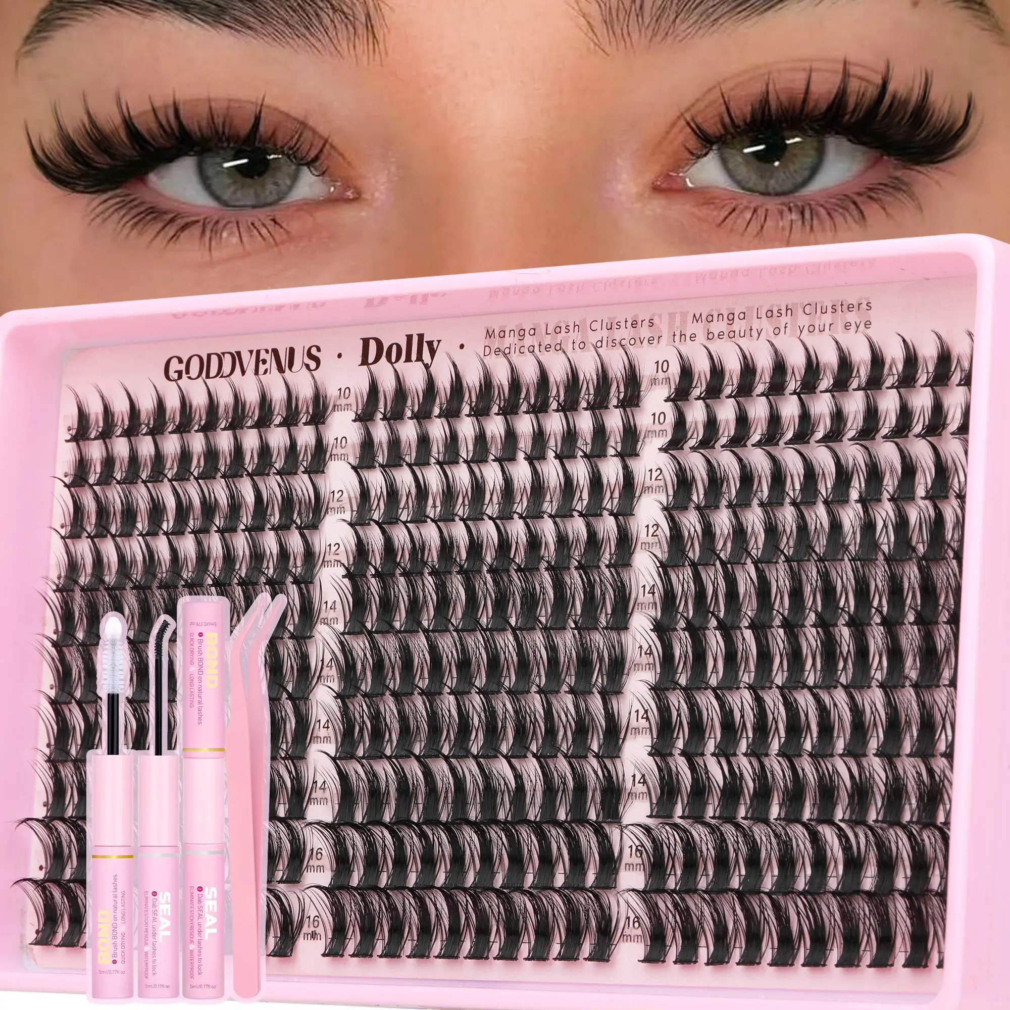 Dolly | Goddvenus Manga Lash Clusters Natural Wispy 300 Pcs Fairy Eyelash Clusters 10-16mm Fluffy Cluster Eyelash