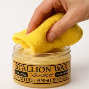 Stallion Wax All Natural Beeswax & Carnauba Wax Furniture Polish for Wood Countertops Cutting Boards Wood Art Decor Pieces