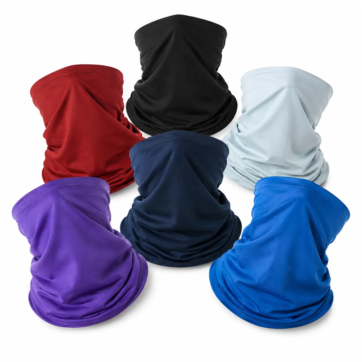 Pack of 6 Breathable Stretch Neck Gaiter Face Covers - Balaclava Bandana Scarf with Sun Protection for Men, Women - Ideal for Hiking, Running