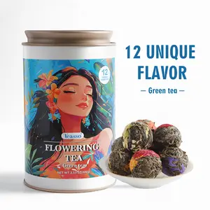 【12FlowerTeaBalls 】100% Pure, Handcrafted, Organic & Natural Flower Tea Balls-100g / 12 Unique Blossoms / Sugar-Free / Ideal Birthday Gift Beverage