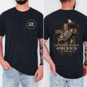 USA 250th Anniversary T-Shirt for men – Vintage Bald Eagle American Flag Tee, Patriotic Independence Day 2026
