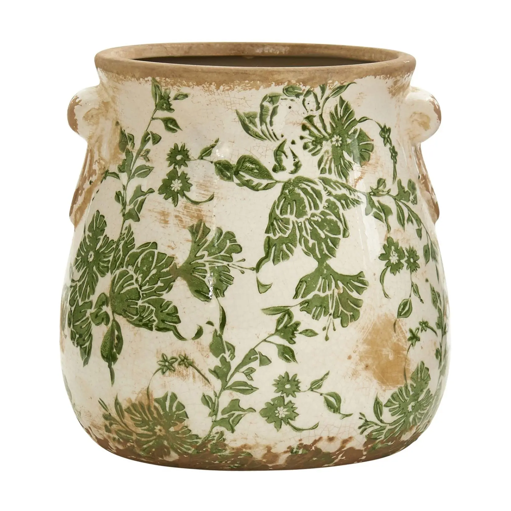 Nearly Natural 6.5" Tuscan Ceramic Green ScrollPlanter Nearly Natural 6.5" Tuscan Ceramic Green ScrollPlanter