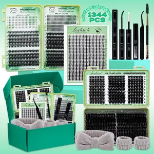 1344PCS/650PCS Individual Eyelash Kit D Curl 11 Styles Mixed Length Bottom/Spikes/Anime Lashes with Bond&Seal Lash Remover Brush Lash Applicator Headband, Eyelash extensions, DIY Eyelash Clusters, Perfect for Beginners&Pros, Easy DIY at Home, Daily Makeup