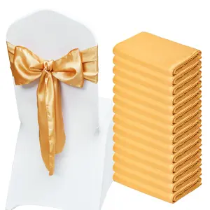 【Spotlight Day】VEVOR Stretch Spandex Chair Sashes Bows, Chair Slipcover and Stretch Chair Sash, Elastic Chair Bands, Fitting Wedding, Holiday, Banquet, Party, Celebration Chair Decoration (50 PCS Gold)