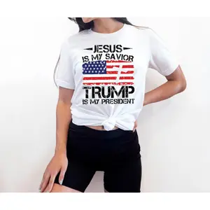 Political Campaign T-Shirt “Jesus Is My Savior Trump 2024” for Supporters