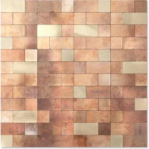 Peel and Stick Backsplash Tile, Stick on Stainless Steel Backsplash Metal Tiles for Kitchen Walls in Copper (12''x12'',10 Sheets)