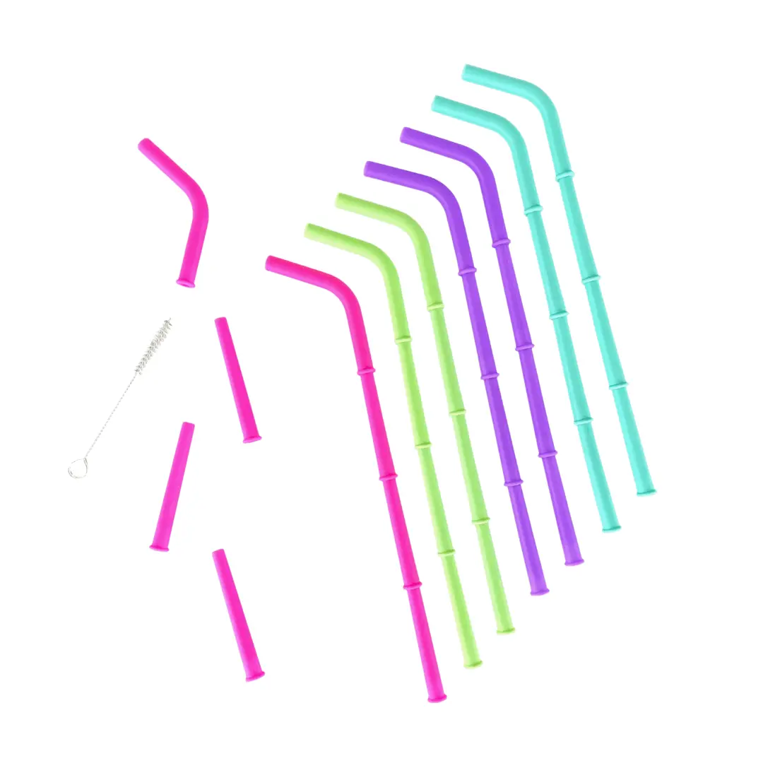 Build-A-Straw Reusable Silicone Straws Family Pack with Storage Container