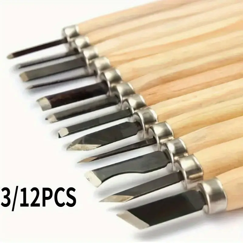3/5/8/12pcs Wood Carving Knife Tools Chisels Set, Boxed Professional Wood Carving Chisel Knife Hand Tool Set Carpentry Tools For Basic Detailed Carving Woodworking Chisels With A Variety Of DIY Tools For DIY Craft Sculpture Carpenter Beginners Experts