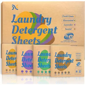 Laundry Detergent Sheets - 4 Scented 128 Loads Travel Laundry Sheets for Dorm,College,,Hotel,Apartment,Camping,Ruise,Road Trip,Beach Vacation,Small Space,Family School Travel Essentials