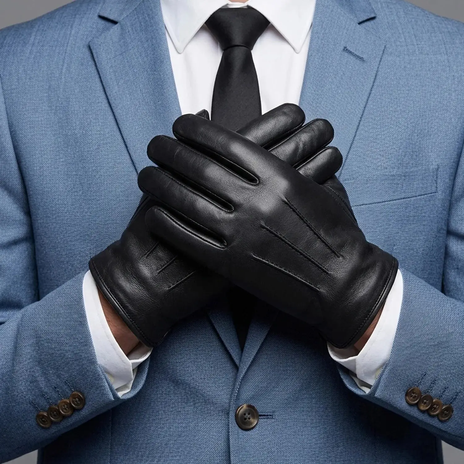 Men’s Leather Duty Cut Resistant Gloves – Police Search Duty and Motorcycle Riding Gloves (Cop-Kev)