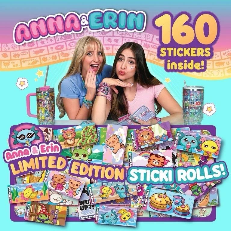 Sticki Rolls Sky Castle Sticki Rolls ANNA and ERIN BFF Pack - 160 Stickers for Wearable Sticker Bracelets with Quick-Grip Clasp System Diy Kits Creative Freedom