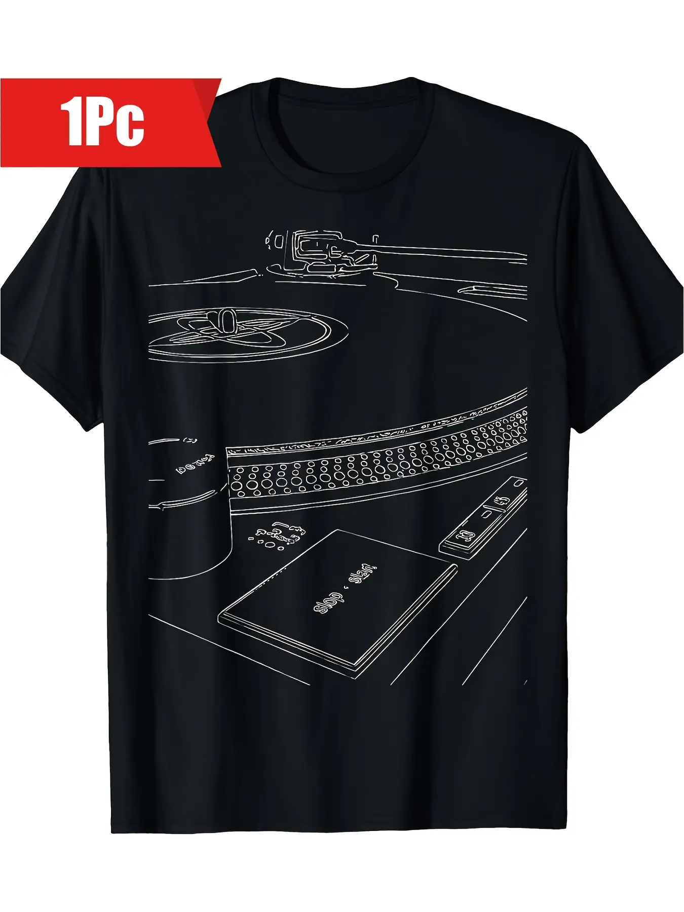 1pc Vinyl Forever DJ Turntable Graphic T-Shirt _ C unisex soft cotton short sleeve t shirt, vintage graphic casual tee for men women teens, perfect birthday holiday gift for camping travel gym daily street casual wear