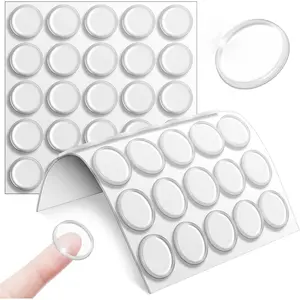 50 count Cabinet Door Bumper, Cabinet Bumpers Clear Self Adhesive, Glass Top Bumpers,Rubber Bumpers Rubber  for Sound Dampening Buffer Pads (Round 0.78'')
