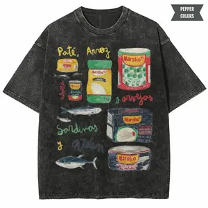 Marolio Seafood Tee, Sardines & Tuna Graphic Shirt, Pate and Peas T-Shirt, Streetwear Vintage Tee, Unisex Gift For Menswear Womenswear Streetwear