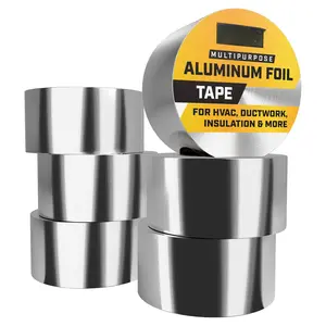 Foil Tape 2" x450 ft - 6 Pack -  HVAC Tape - HVAC Duct Sealing, Dryer Vent, Heat Insulation & Ductwork Repairs - Heat Resistant, , Professional Grade