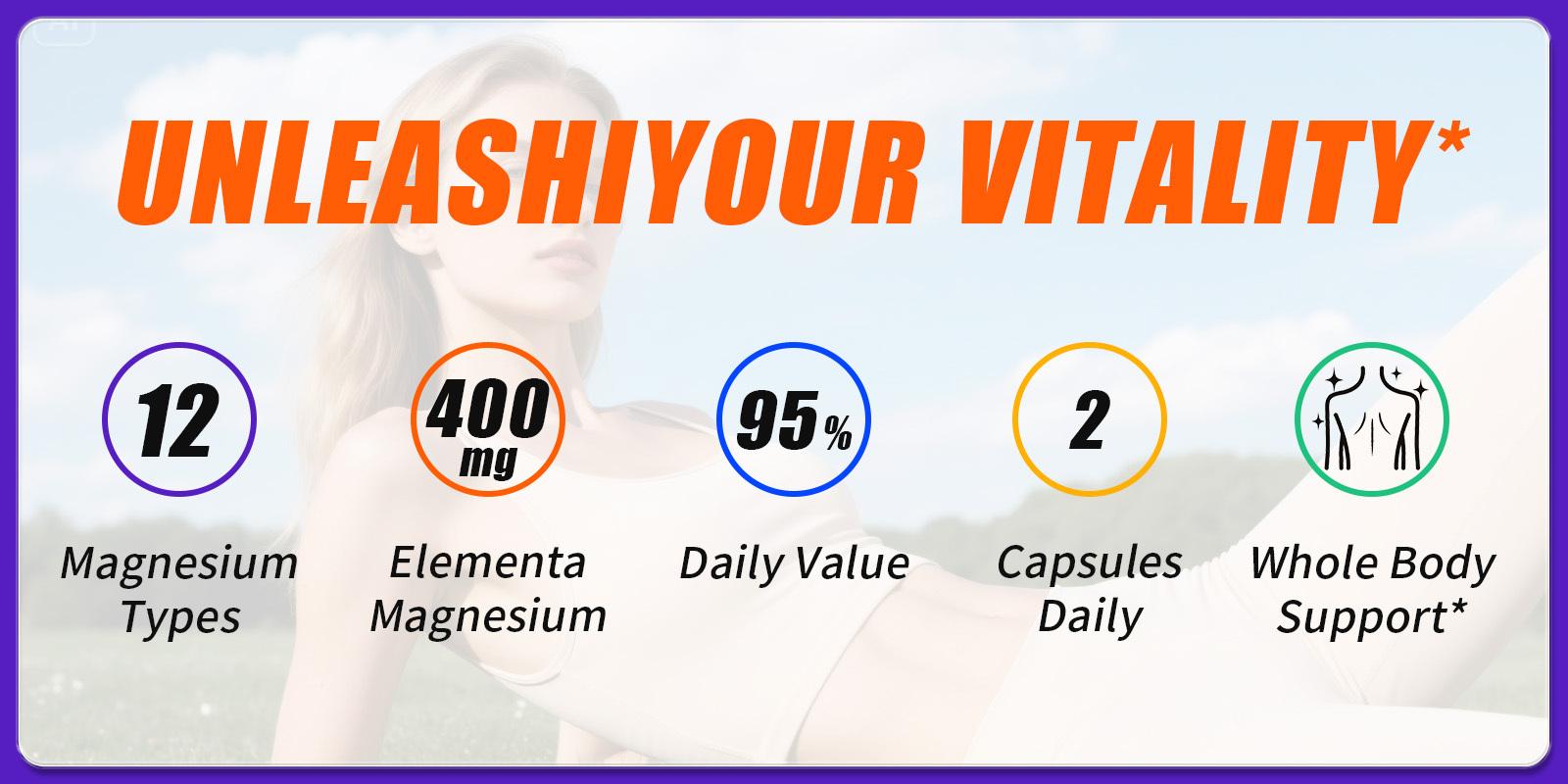 [Magnesium Glycinate Supplement] 120 capsules, 15-in-1 magnesium complex, contains citrate, oxalate, carbonate, glycinate, magnesium oxide, easily absorbed.Supports bone, mood, heart, and sleep health, promotes relaxation, gluten-free, 120 capsules