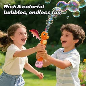 Bubble Wand Dinosaur Toys, Bubble Maker, Auto Dino Bubble Blower Orange Cartoon Handheld Musical Light-up for 3-6 Kids for Outdoor bubble machine for kids dinosaur bubble machine bubble set toy