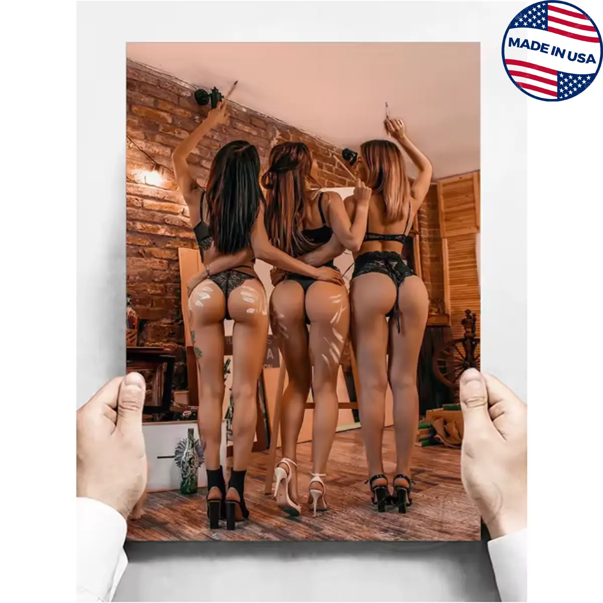 [Canvas Material With Frame] Canvas Art Poster Modular Modern Vintage Women Character Print Poster For Living Room Wall Art