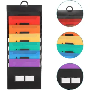 Wall Mounted File Organizer, 1 Count Hanging File Holder with 6 Detachable Pockets, File Storage Pocket Chart for Home, School, Office, Desk Organizer, Files Organizer, Paper Organizers, Work Organizer, Office Supplies