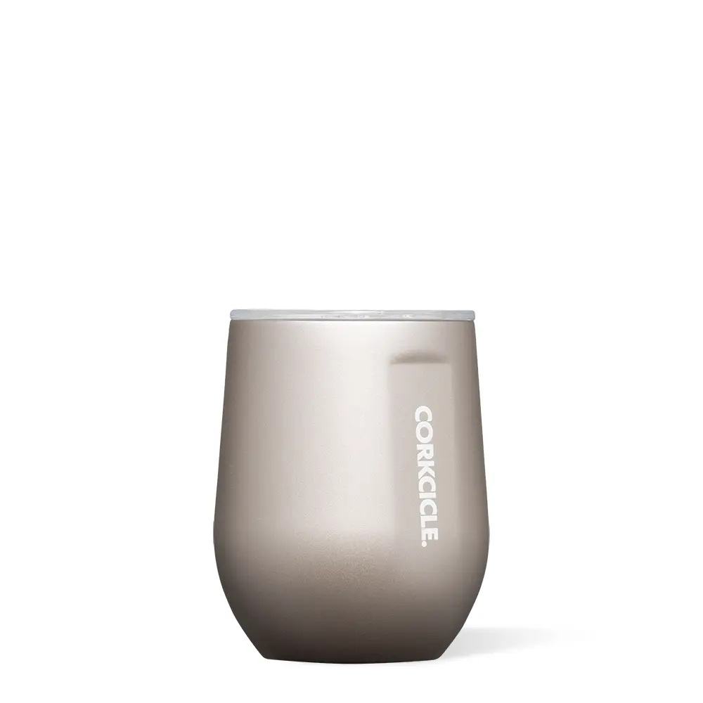 Corkcicle Pure Taste Stemless Wine Tumbler - Silicone Easy-Grip Flat Sides, Ceramic-Coated Interior, Shatterproof Lid, Triple-Insulated, BPA-Free Kitchen Drinkware Cup, Ideal Gift