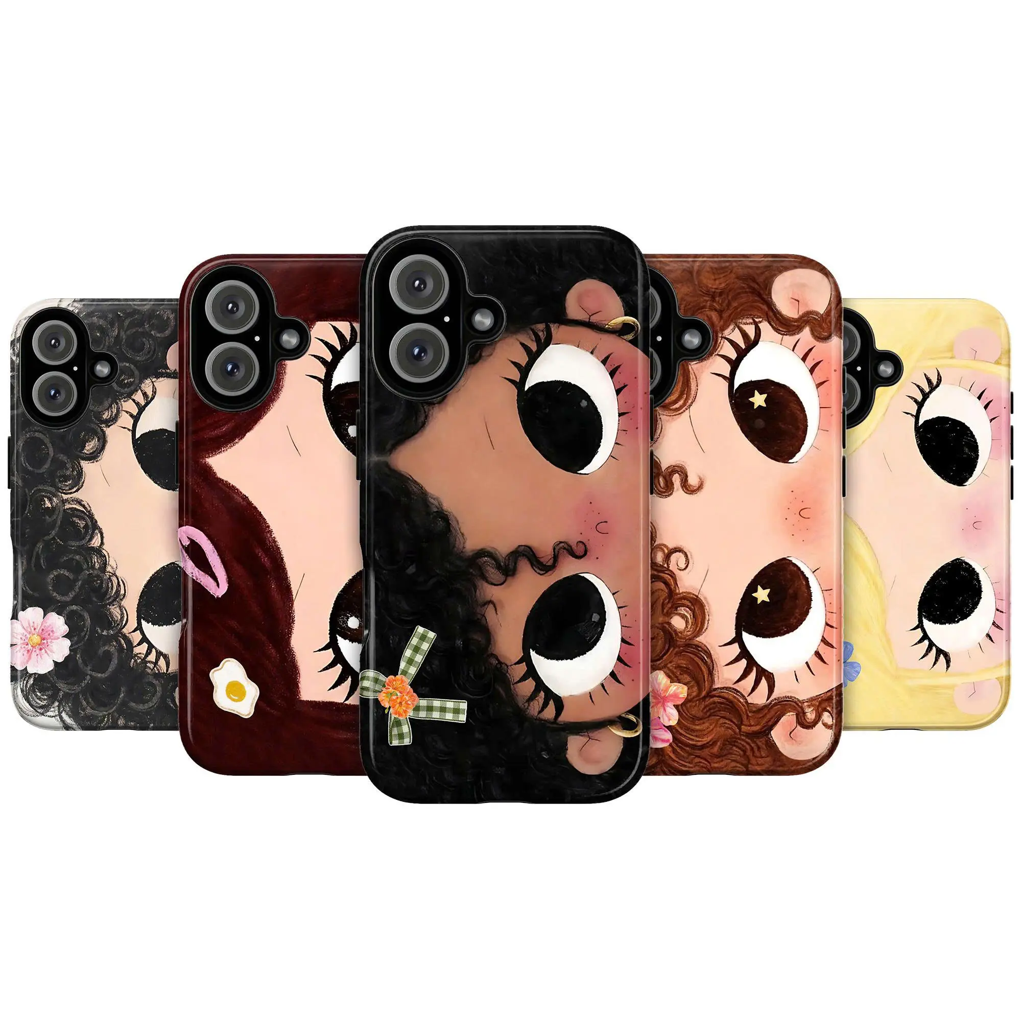 Big Eyes Cartoon Girl Phone Case - Dreamy Kawaii Aesthetic Cover for iPhone 17,16,15,14,13,12,11 Pro Max & Samsung Galaxy S25,S24,S23,S22,S21 - Soft Girl Y2K, Artsy Feminine Vibe, Cute Coquette Gift, Iphone 16