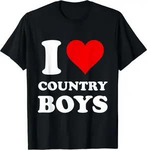 I Love Country Boys T-Shirt | Cotton, Crew Neck, Short Sleeve