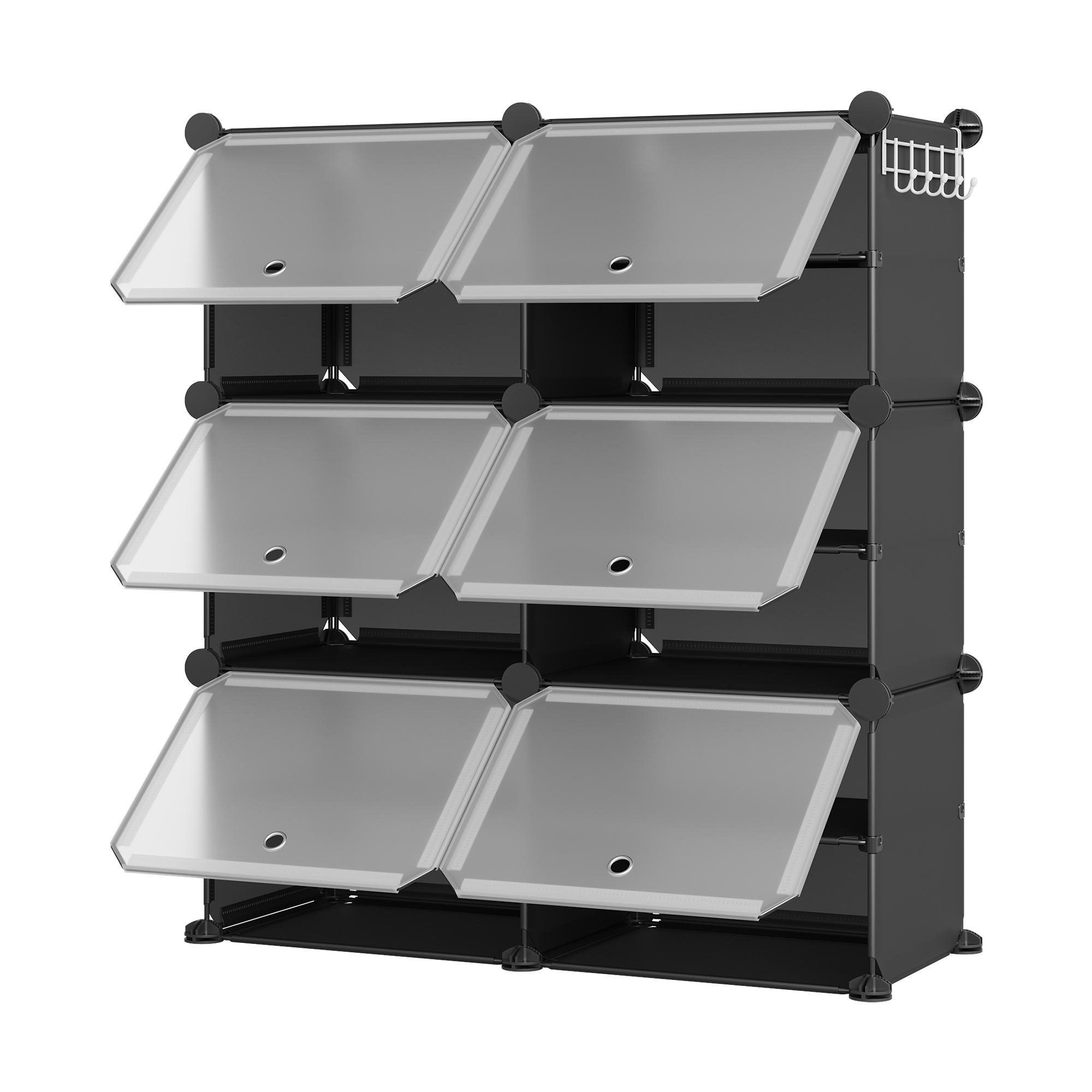 High-Quality 6-Cube Modular Shoe Storage Cabinet with Doors, Plastic Material, Easy DIY Assembly, Perfect for Entryway/Bedroom/Living Room High-Quality 6-Cube Modular Shoe Storage Cabinet with Doors, Plastic Material, Easy DIY Assembly, Perfect for Entryway/Bedroom/Living Room