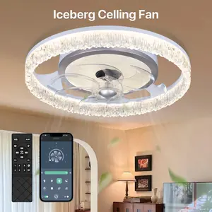 GALENTAL Cristais Multifunctional Ceiling Fan with Light, Remote Control/APP, 6 Wind Speeds, Timing Function, Reversible DC Motor, Adjustable Brightness & 3 Color Temperatures, Low Noise for Living Room, Bedroom, Study