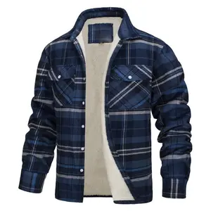 Men's Trendy Retro Vintage Cotton Thickened Fleece Button Up Shacket Warm Soft Cozy Breathable Casual Outdoor Everyday Work Stylish Shirt Jacket