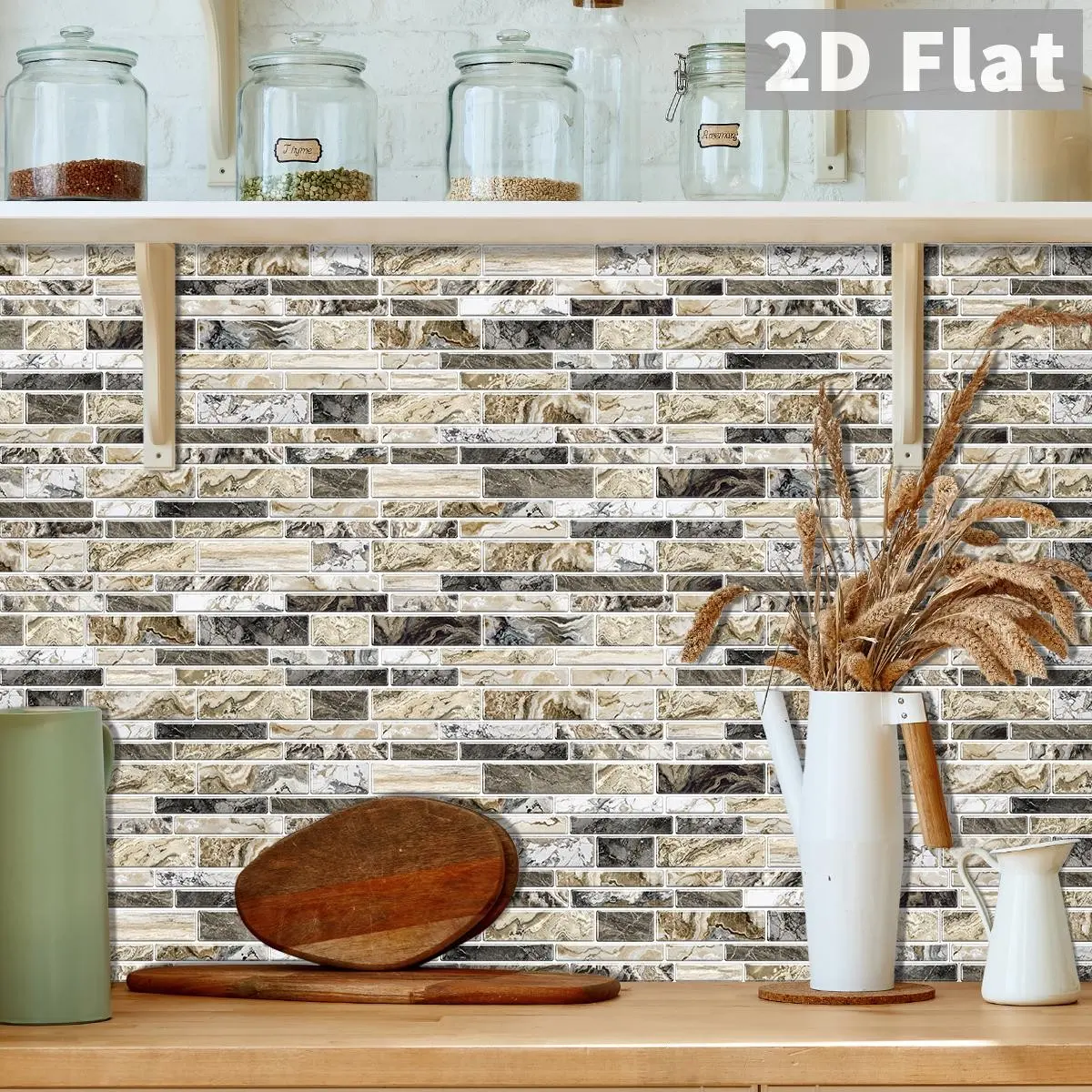 Modern Peel & Stick Backsplash Tiles, Removable Decorative Backsplash, Home Backsplash, Striped Marble Waterproof Stickers, DIY Easy for Kitchen Bathroom Decoration, Apartment Friendly, 12/24/48 Sheets