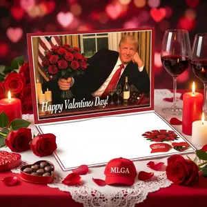 Funny Trump Valentine's Day Card Republican Gag Gift for Him Making Love Great Again Greeting Card with Envelope High-Quality Roses Wine Print Perfect for Conservatives