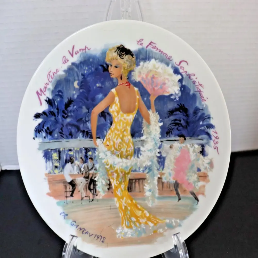 Art Deco Marlene Dietrich Plate - Vintage 1935 Limoges Porcelain