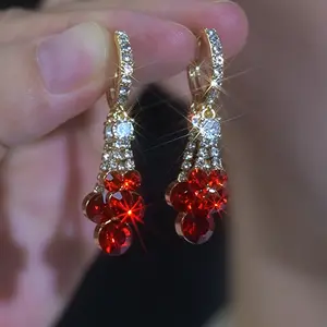 Red Tassel Drop Earrings for Women 2025, Elegant Long Dangle Design, Luxury Chic Holiday Jewelry Gift DZEH4066