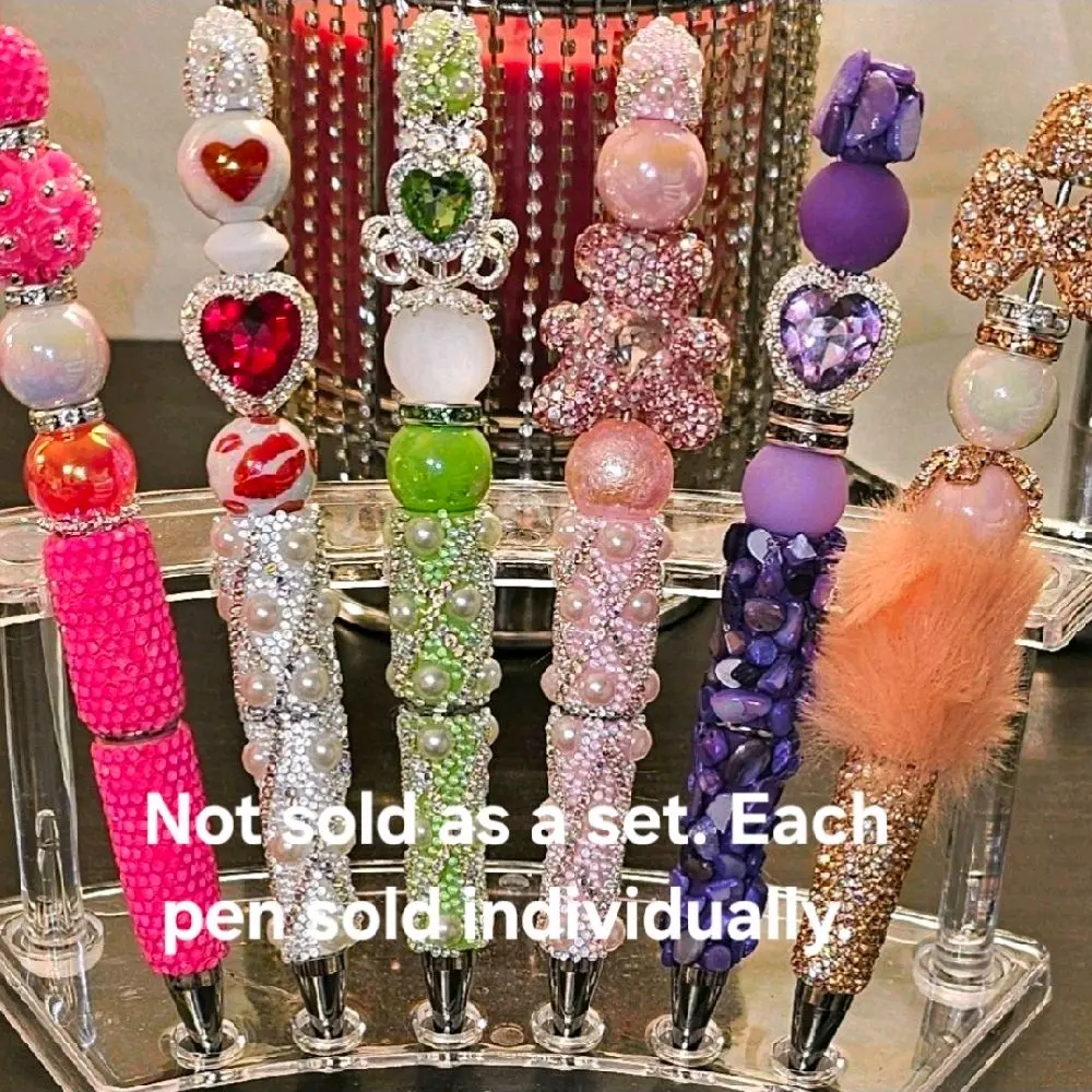 Elegant Fancy Pens with Colorful Beads and Rhinestones for Stylish Writing (Purple, Green and Peach Sold out) Colored Smooth Writing Experience