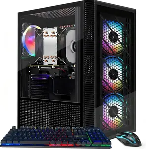 STGAubron Gaming PC Desktop Computer, Intel i7 Xeon E5, Radeon RX 550 4G, 16G DDR4, 512G SSD, WiFi, BT 5.0, RGB Fan x4, Windows 11 Home