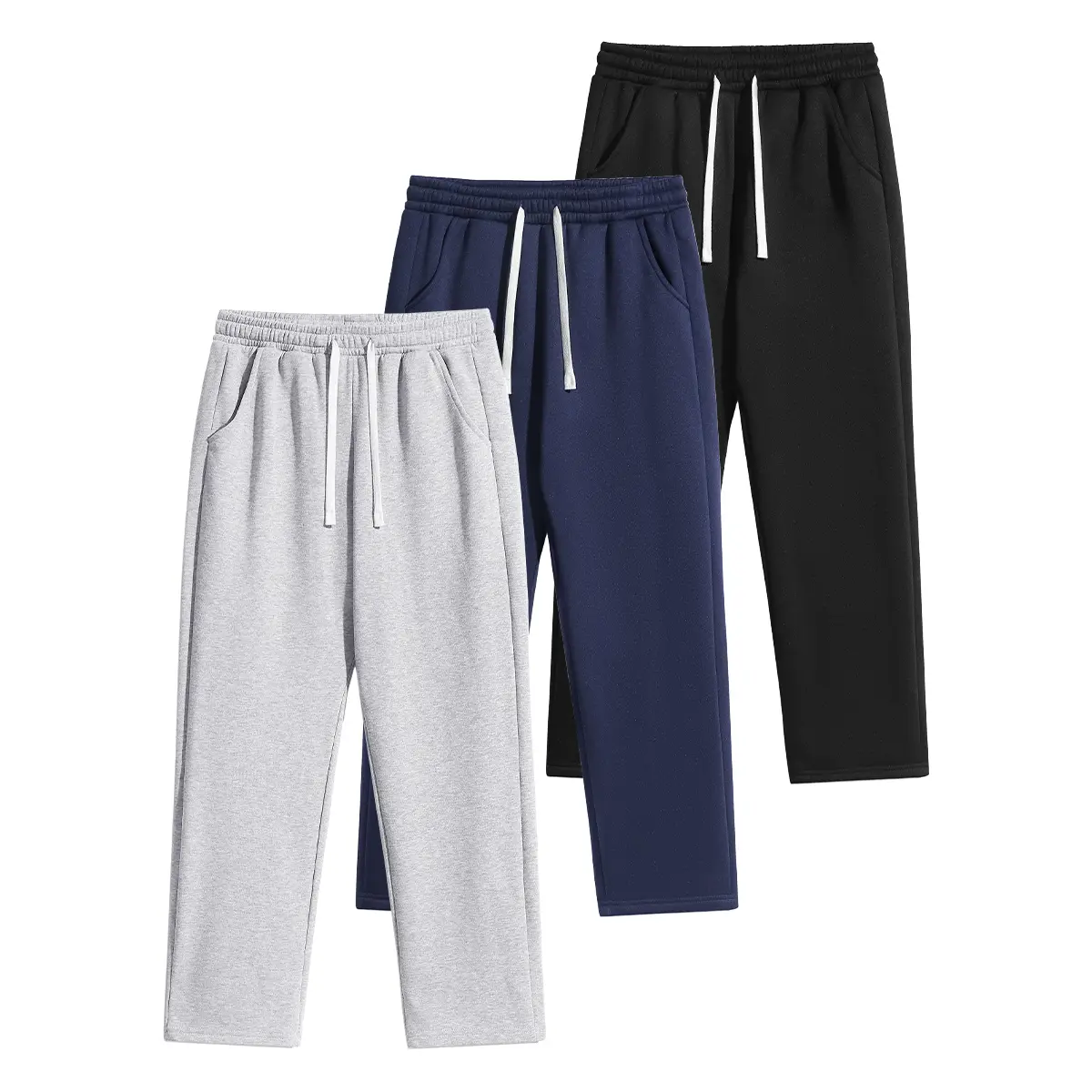 Men’s essential cotton-blend sweatpants, anti-pilling athletic wear, loose straight fit, with pockets and drawstring — men’s clothing, men’s pants, 9/10 length